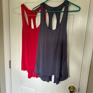 2 pack - Stylish Women's Racerback Tank Tops - Red and slate blue